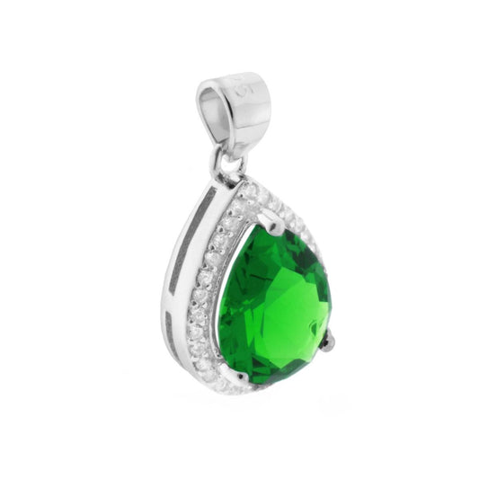 Ciondolo  goccia zirconato  verde smeraldo - argento 925