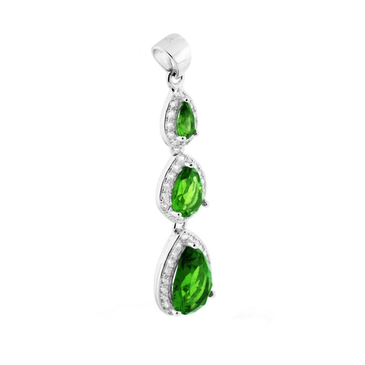 Ciondoli 3 gocce con zirconi verde smeraldo - argento 925