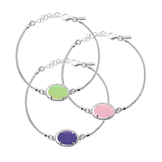 Bracciale a catena con pietra colorata - argento 925