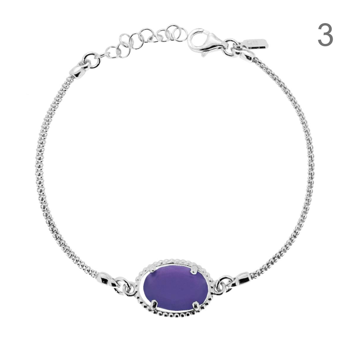 Bracciale a catena con pietra colorata - argento 925