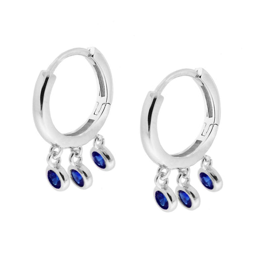 Orecchini 1,6mm  con zirconi  blu zaffiro - argento 925