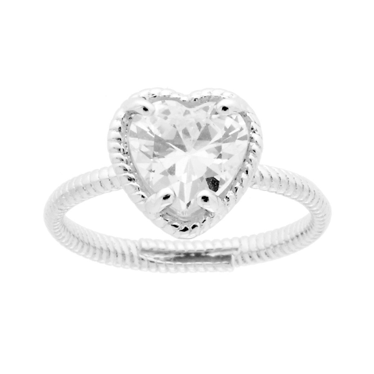 Anello cuore zircone bianco - argento 925