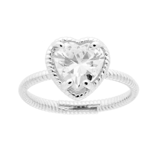 Anello cuore zircone bianco - argento 925