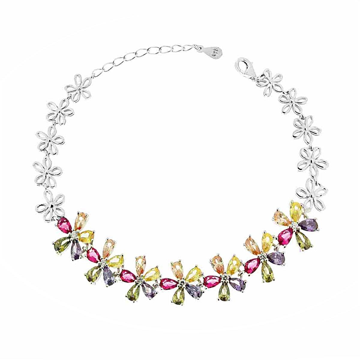 Bracciale flower multicolore - argento 925