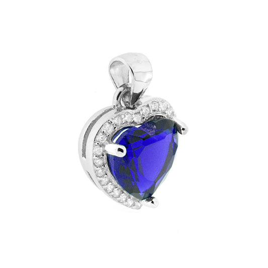 Cuore zirconato blu zaffiro - argento 925