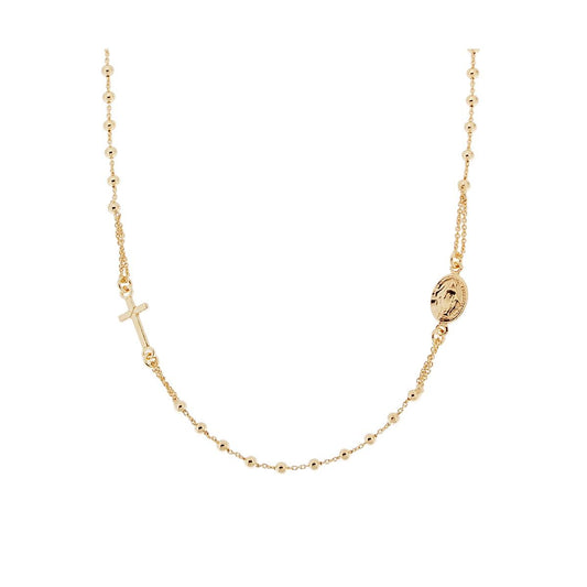 Collana rosario girocollo 50cm con grani gold - argento 925 placcato