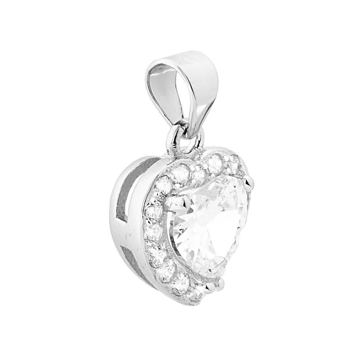 Ciondolo cuore zirconato bianco- argento 925