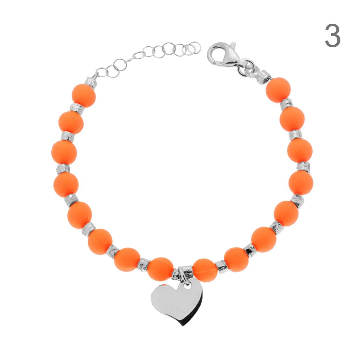 Bracciale con perline fluo e ciondoli - argento 925