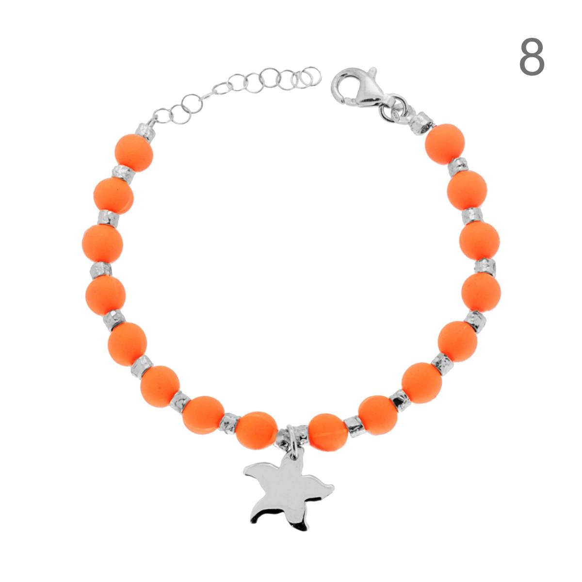 Bracciale con perline fluo e ciondoli - argento 925