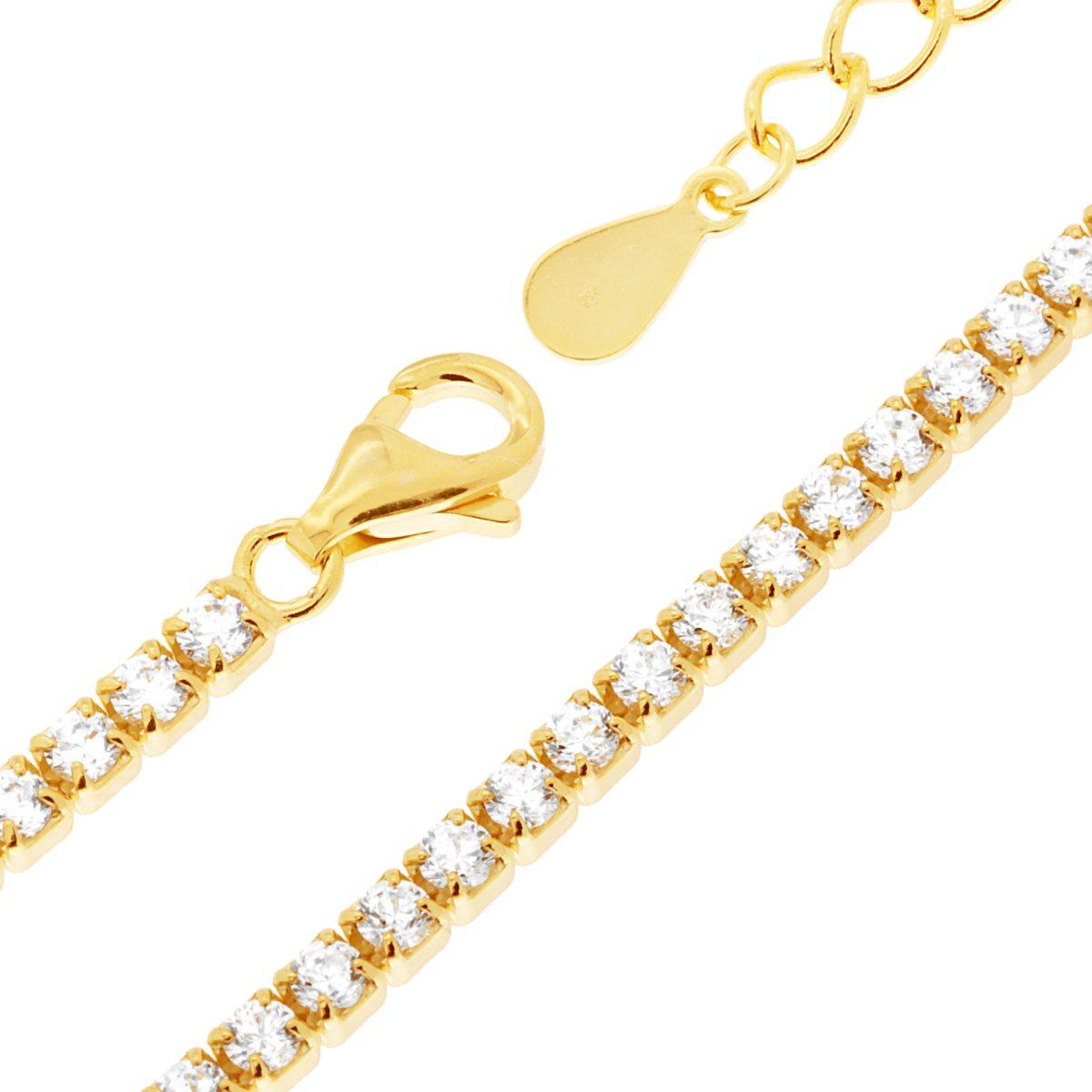 Collana tennis zirconi bianchi    - argento 925 gold