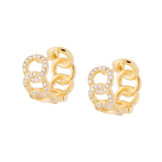 Orecchini catena 1,5cm con zirconi bianchi - argento 925 gold