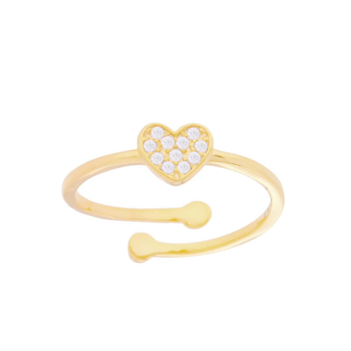 Anello con accessorio a forma di Cuore con zirconi bianchi incastonati- argento 925 gold