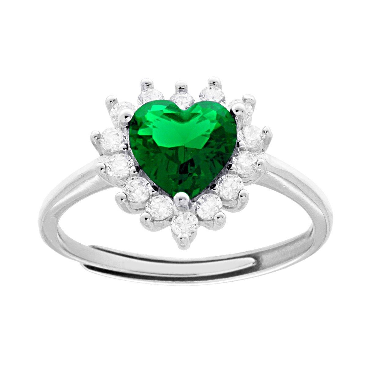 Anello cuore verde- argento 925