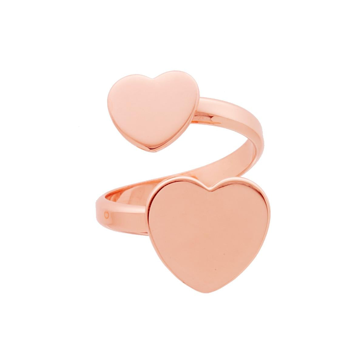 Anello cuore doppio  - argento 925 rosè