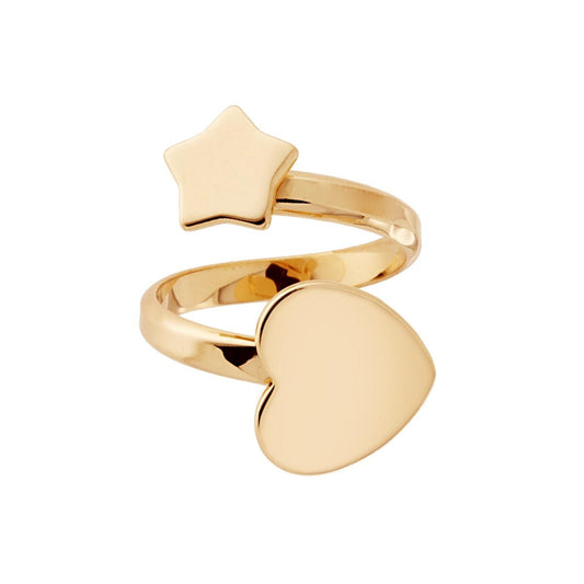 Anello cuore e stella - argento 925 gold