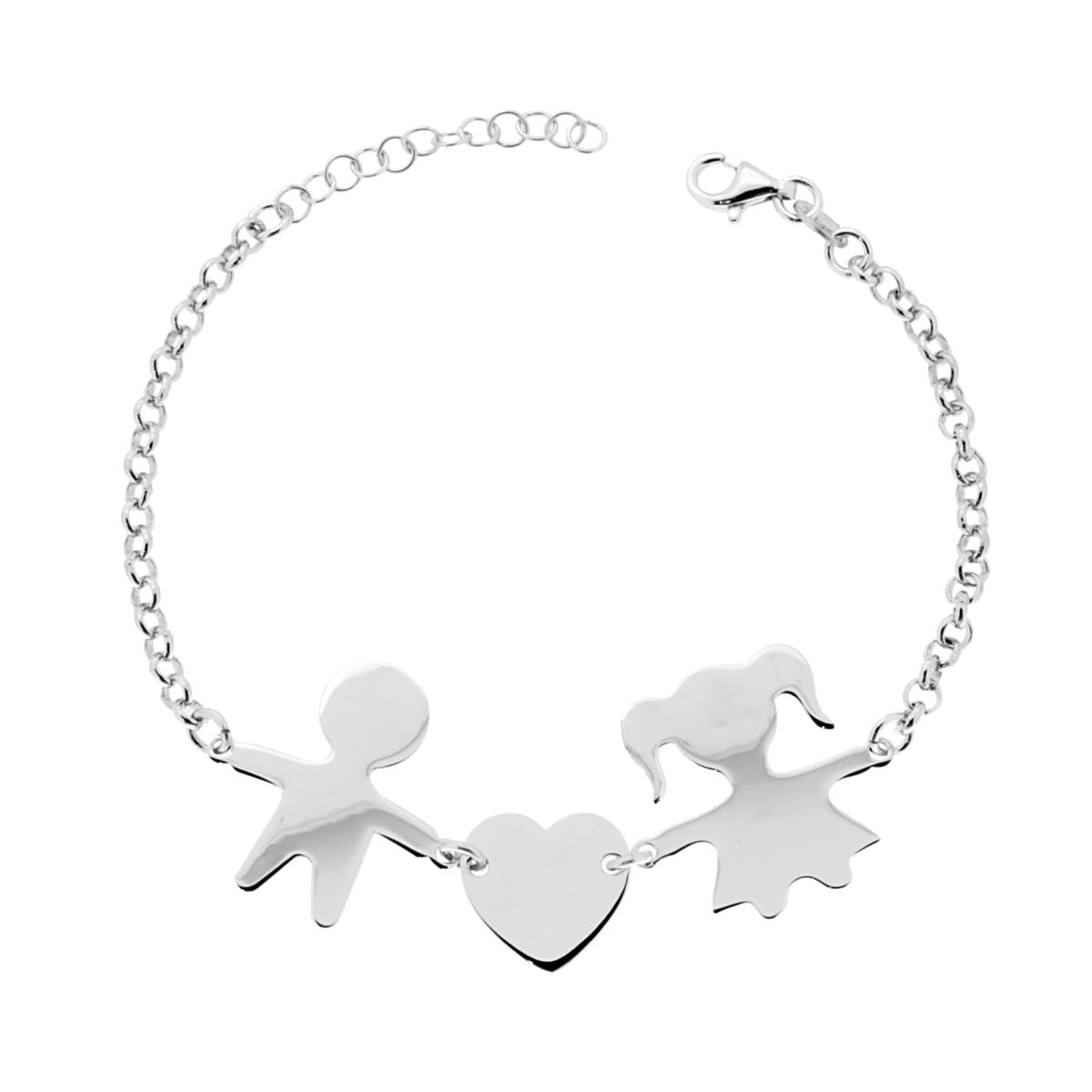 Bracciale bimbo cuore e bimba - argento 925