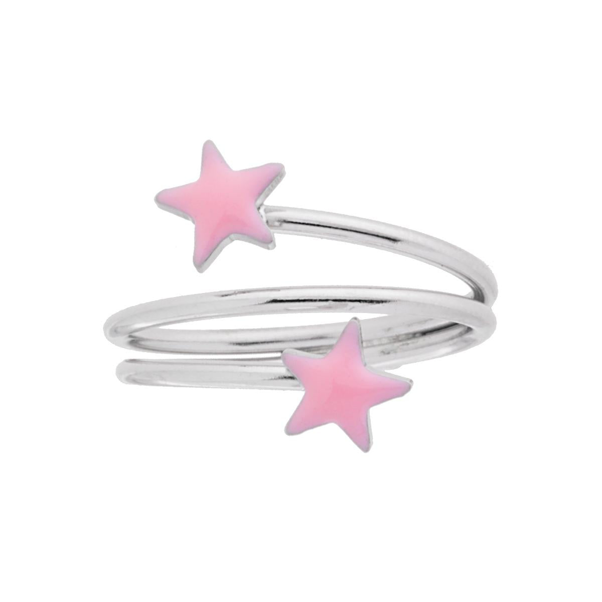 Anello con stelle smaltate rosa - argento 925