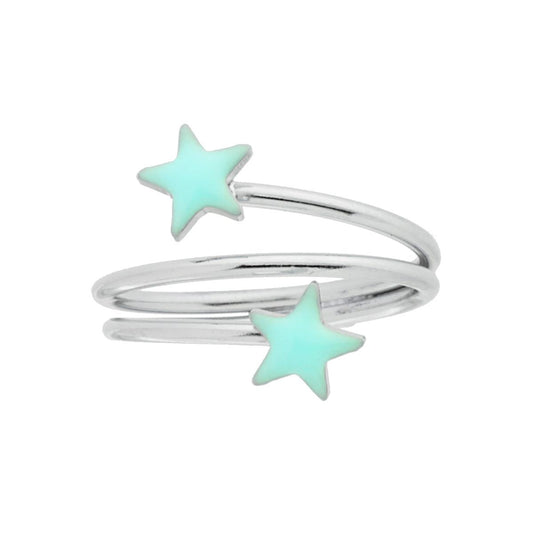 Anello con stelle smaltate tiffany  - argento 925