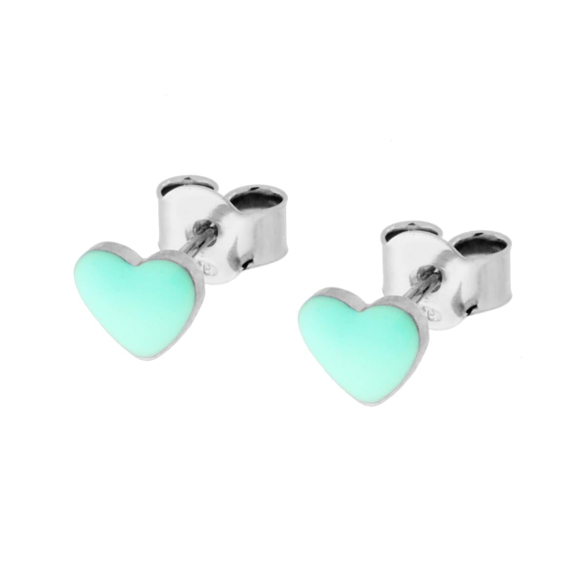 Orecchini cuore smaltato tiffany  - argento 925