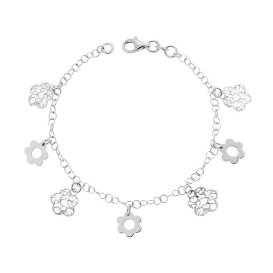 Bracciale con fiorellini pendenti - argento 925