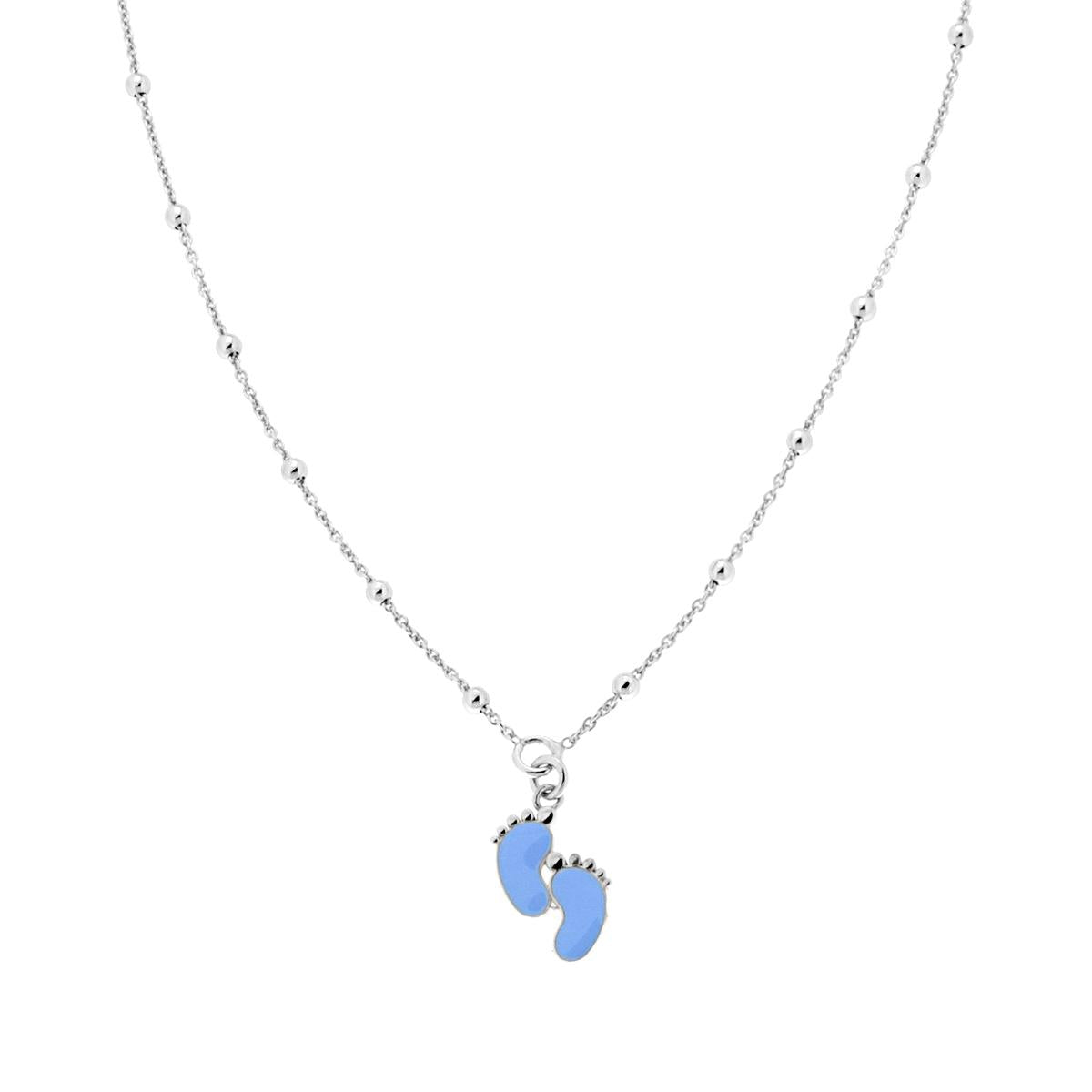 Collana  con piedini smaltati azzurro - argento 925