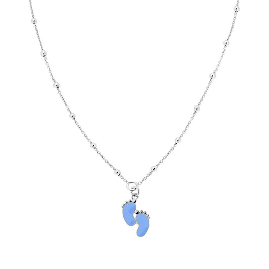 Collana  con piedini smaltati azzurro - argento 925