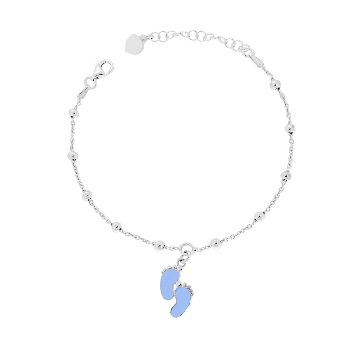 Bracciale con piedini smaltati azzurro - argento 925