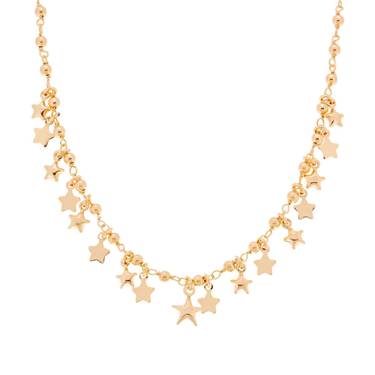 Collana a Palline con Stelle Bombate-argento 925 gold