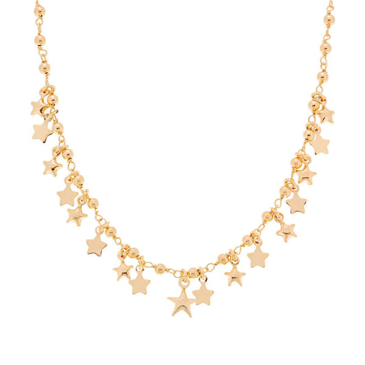 Collana a Palline con Stelle Bombate-argento 925 gold