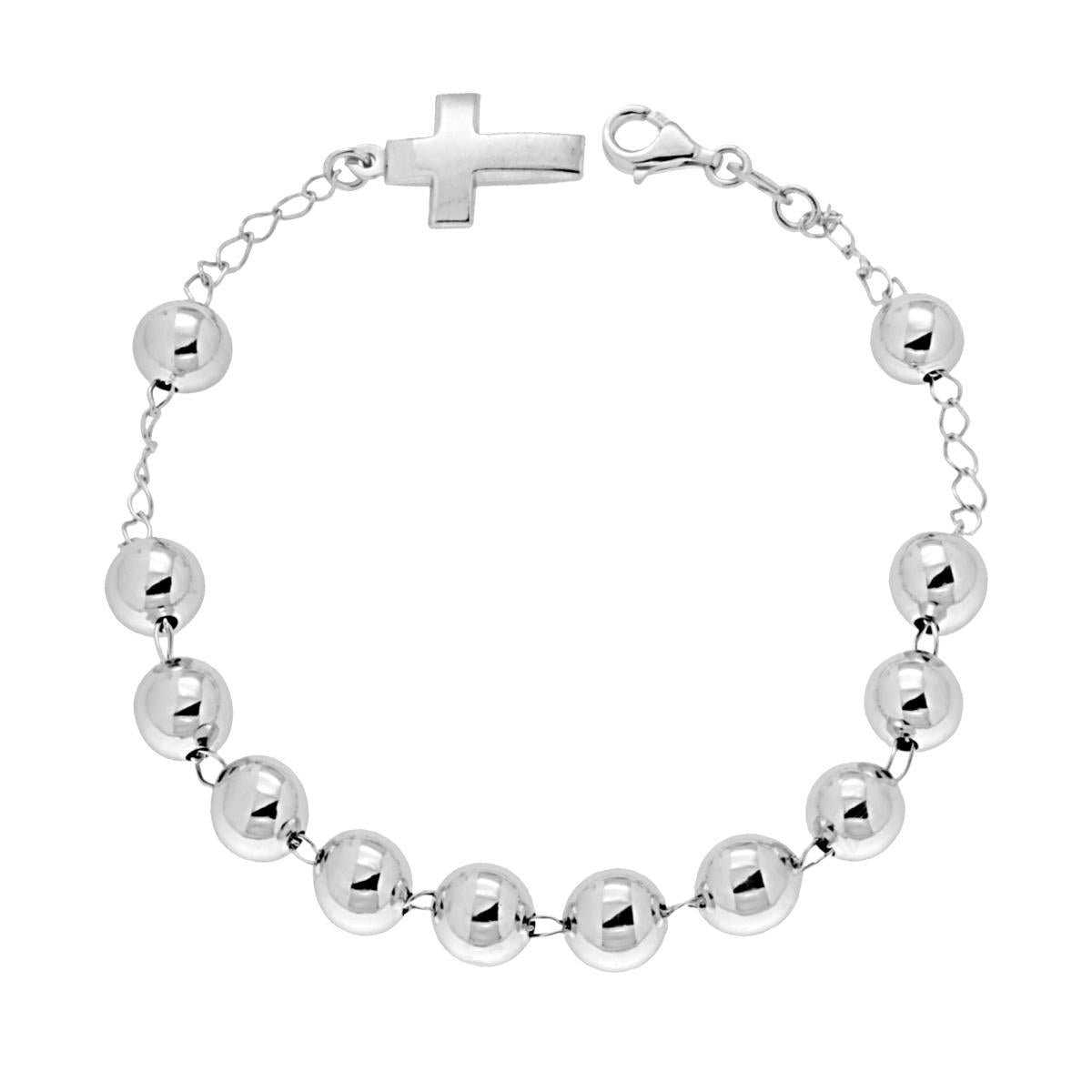 Bracciale rosario con grani grandi- argento 925