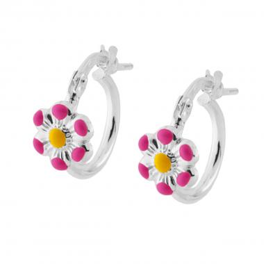 Orecchini con fiorellino rosa - argento 925