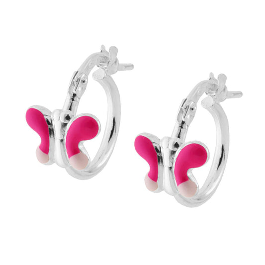 Orecchini con farfallina rosa  - argento 925