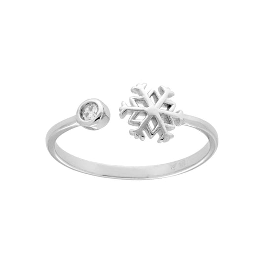 Anello fiocco di neve e zircone bianco - argento 925