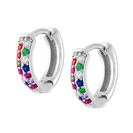 Orecchini 1,2cm con zirconi multi - argento 925