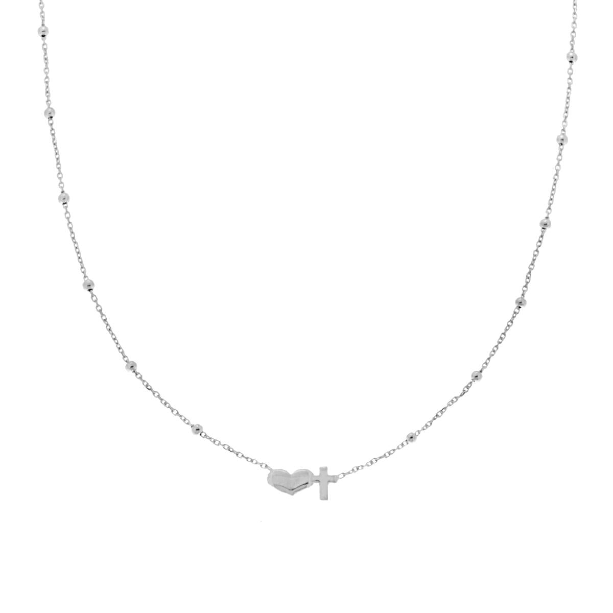 Collana croce e cuore - argento 925