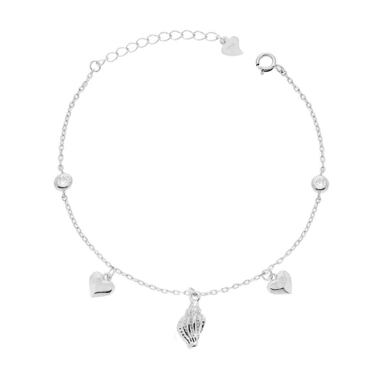 Bracciale con ciondoli  conchiglia  - argento 925