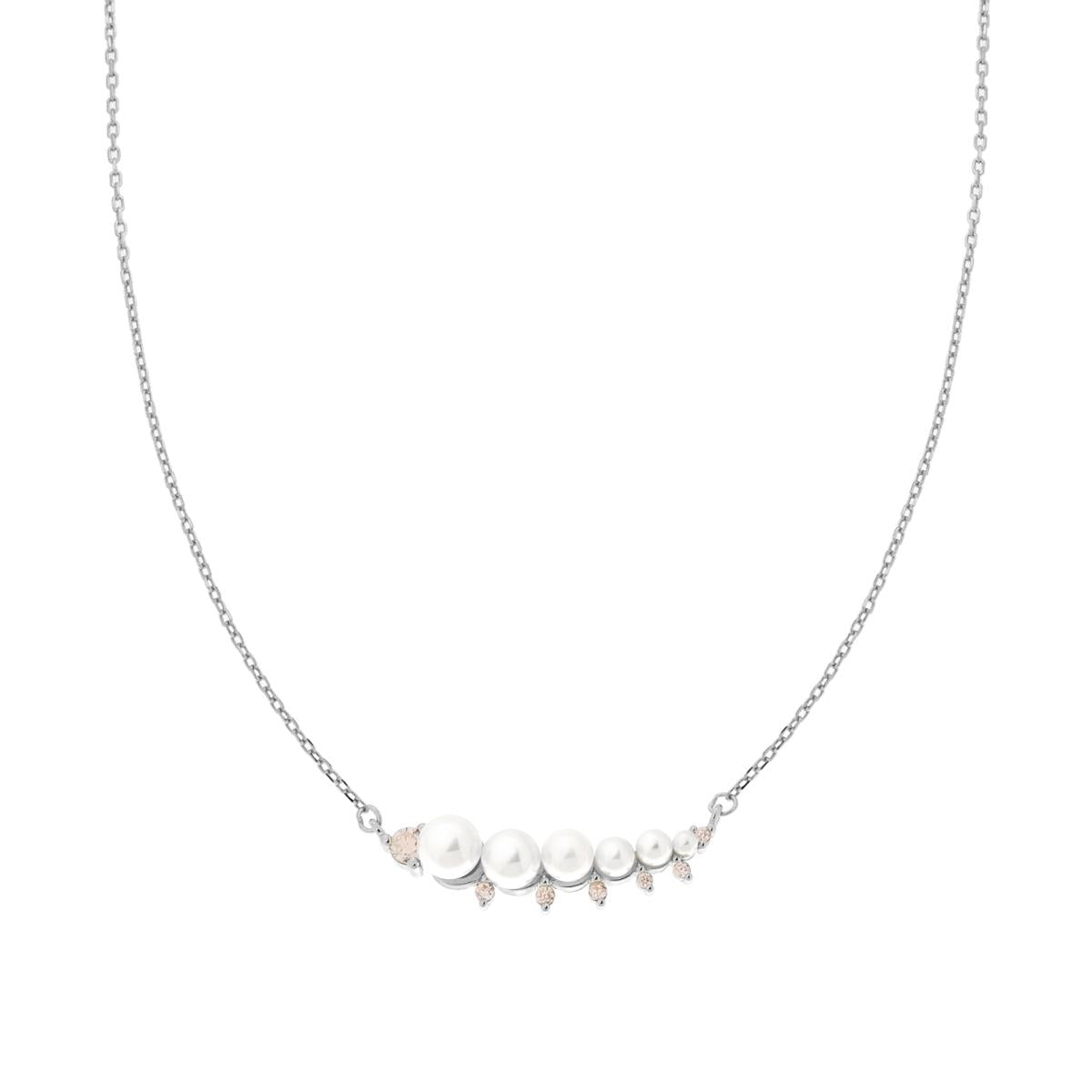 Collana con perle e zirconi rosa - argento 925