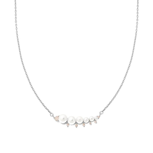 Collana con perle e zirconi rosa - argento 925