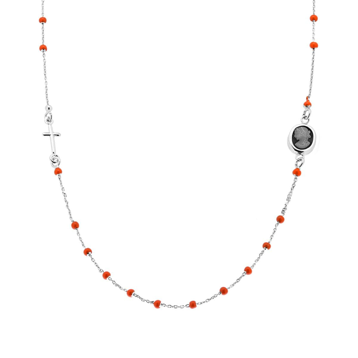 Collana rosario con figura cammeo - argento 925