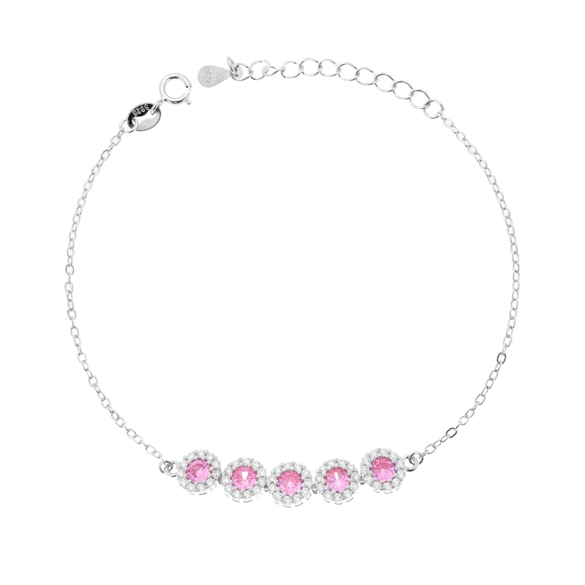 Bracciale zirconi rosa - argento 925