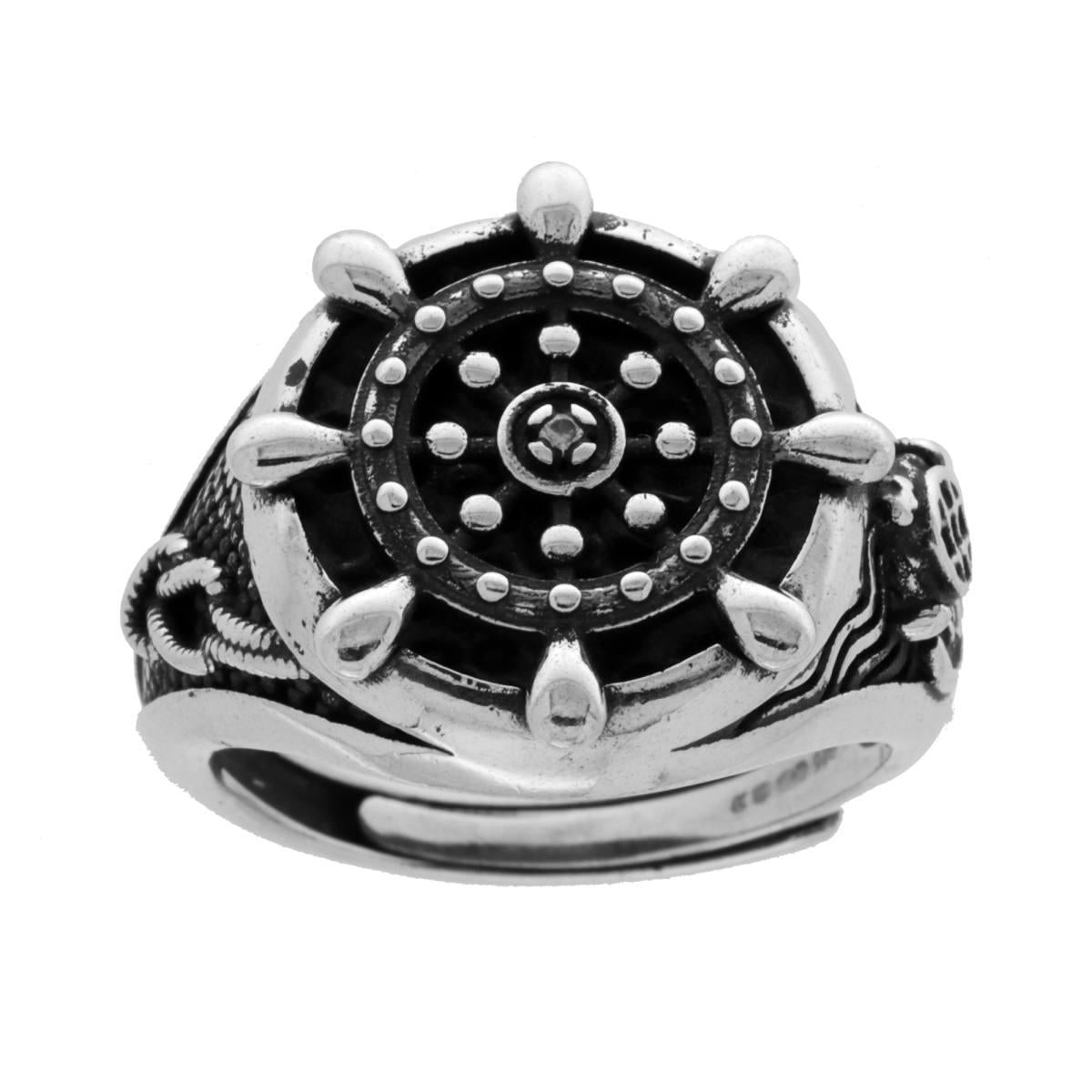 Anello Uomo Chevalier Tondo con Timone - argento 925