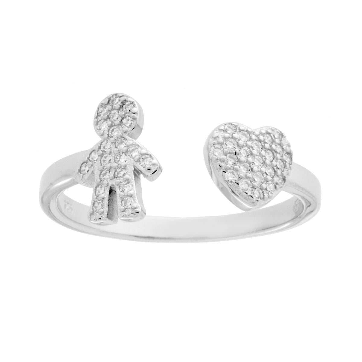 Anello bimbo con cuore aperto - argento 925