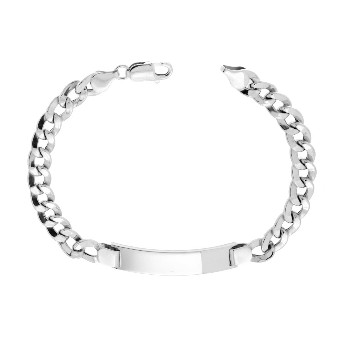 Bracciale catena con targhetta liscia - argento 925