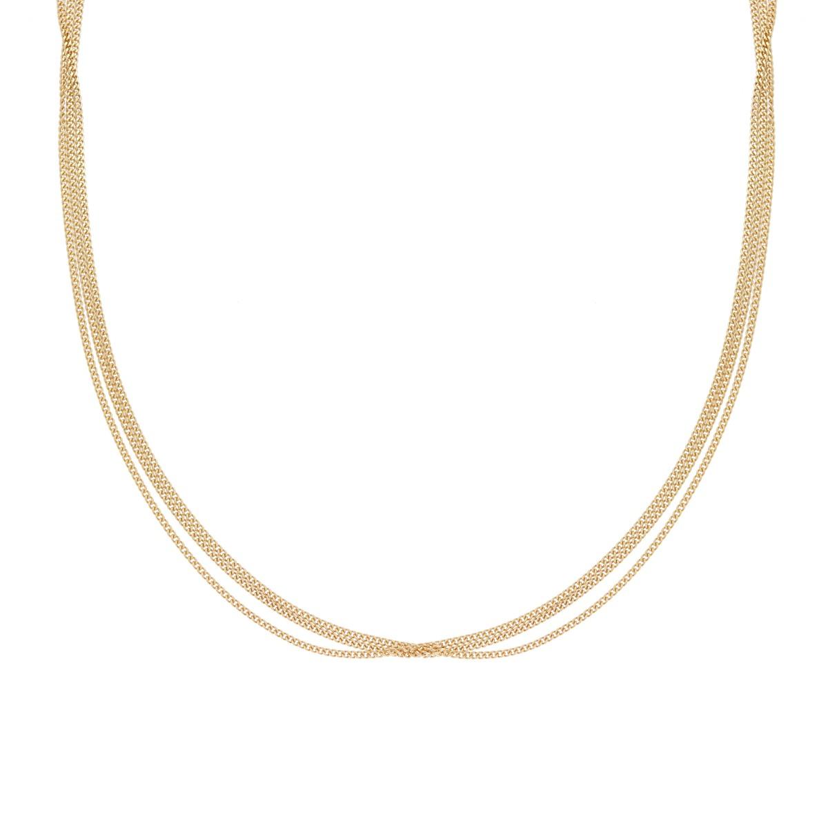 Collana tre fili groumetta diamantata - argento 925 gold