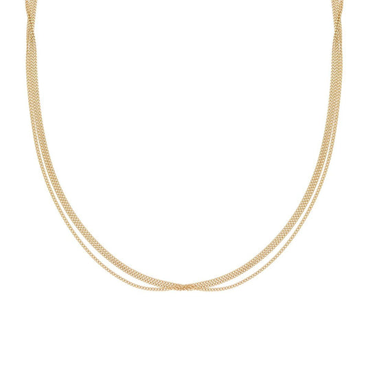 Collana tre fili groumetta diamantata - argento 925 gold