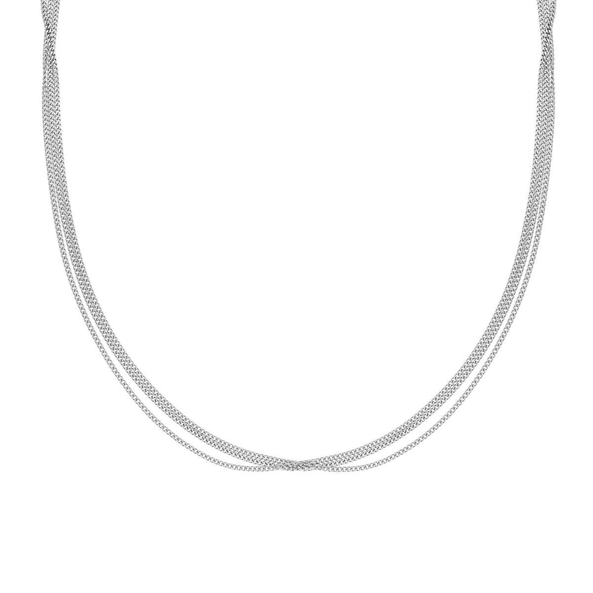 Collana tre fili groumetta diamantata - argento 925 silver