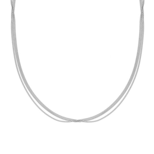 Collana tre fili groumetta diamantata - argento 925 silver