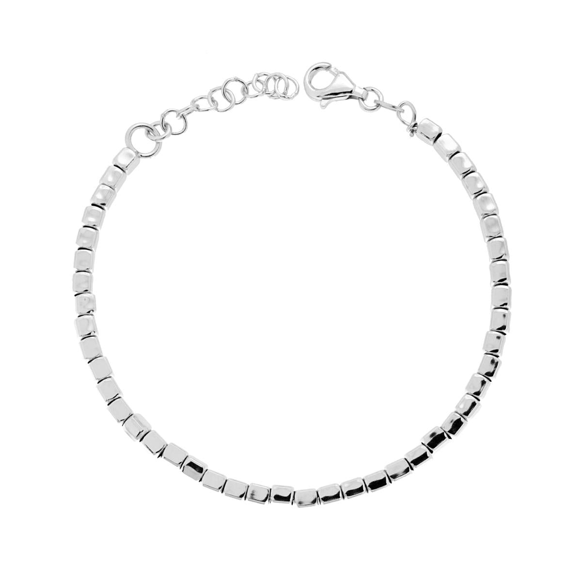 Bracciale Catena con Cubetti martellati mm 3 -ARGENTO 925