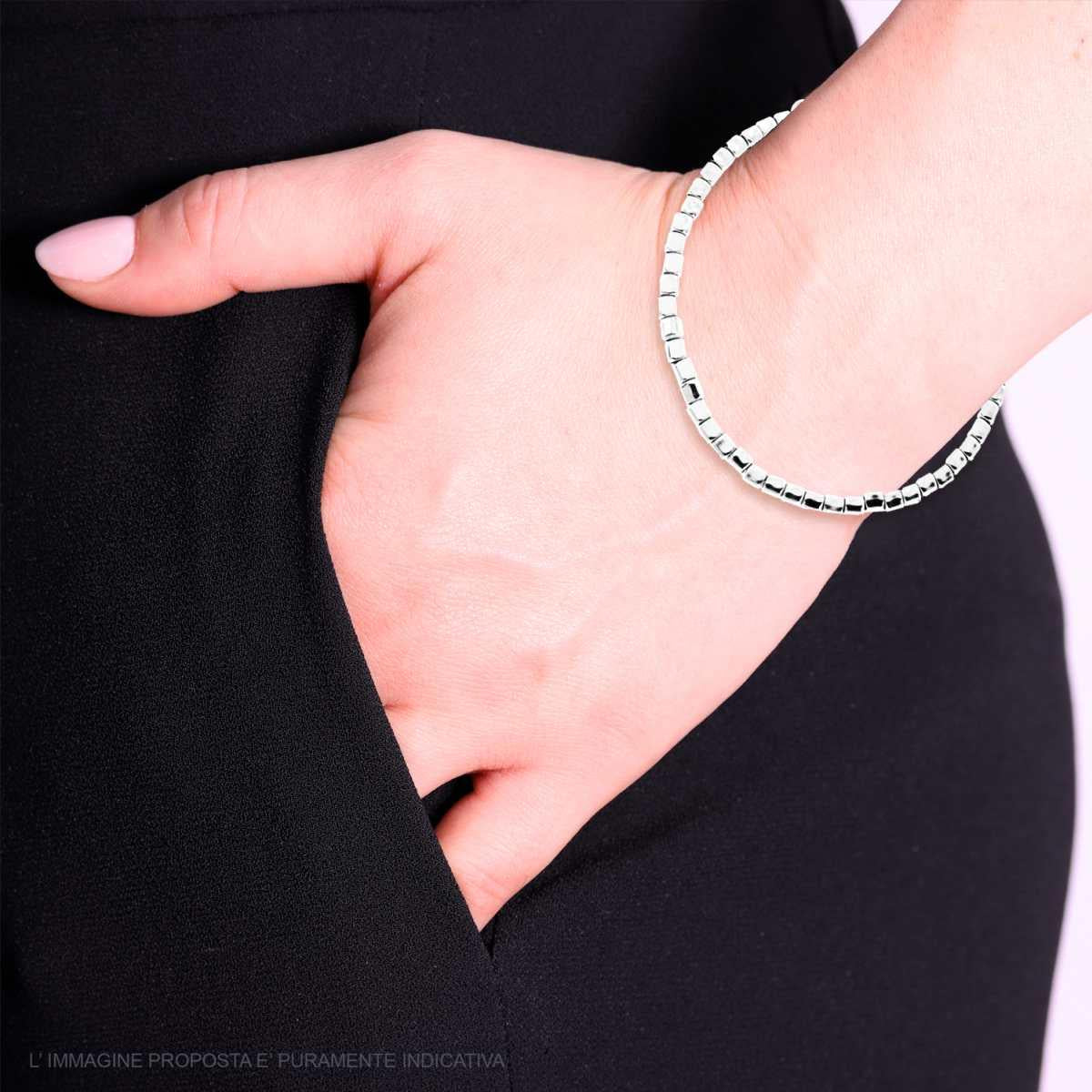 Bracciale Catena con Cubetti martellati mm 3 -ARGENTO 925