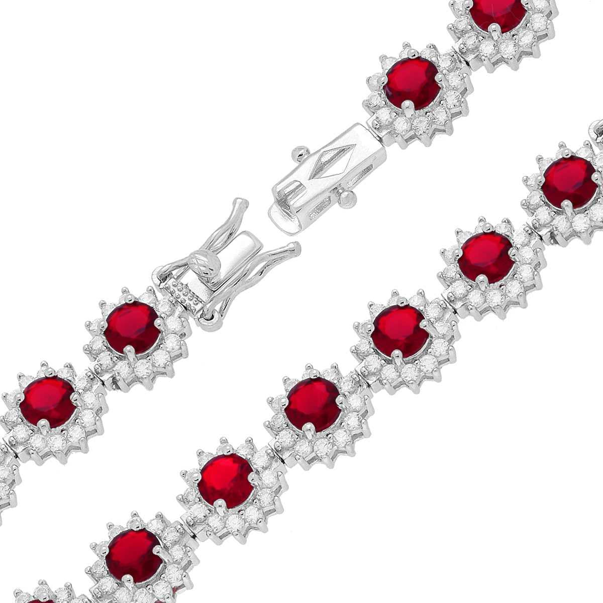 Bracciale kate zirconi rosso rubino - argento 925